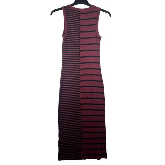 Anthropologie T.La Burgundy & Black Striped Midi Tank Dress XS - Picture 2 of 12